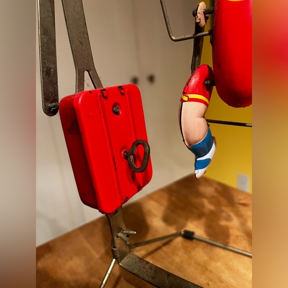 Antique 1930s TIK-TAK Circus Metal Tin Acrobat Boy Swinging Clown Wind-Up Toy - Picture 5 of 7